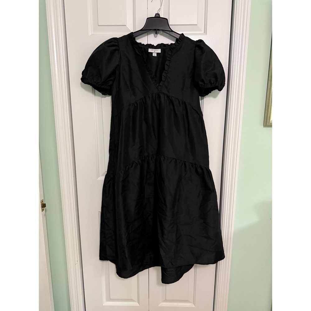 Kika Vargas X Target Black Ruffle Tiered Puff Sleeve‎ Midi Dress SZ SMALL